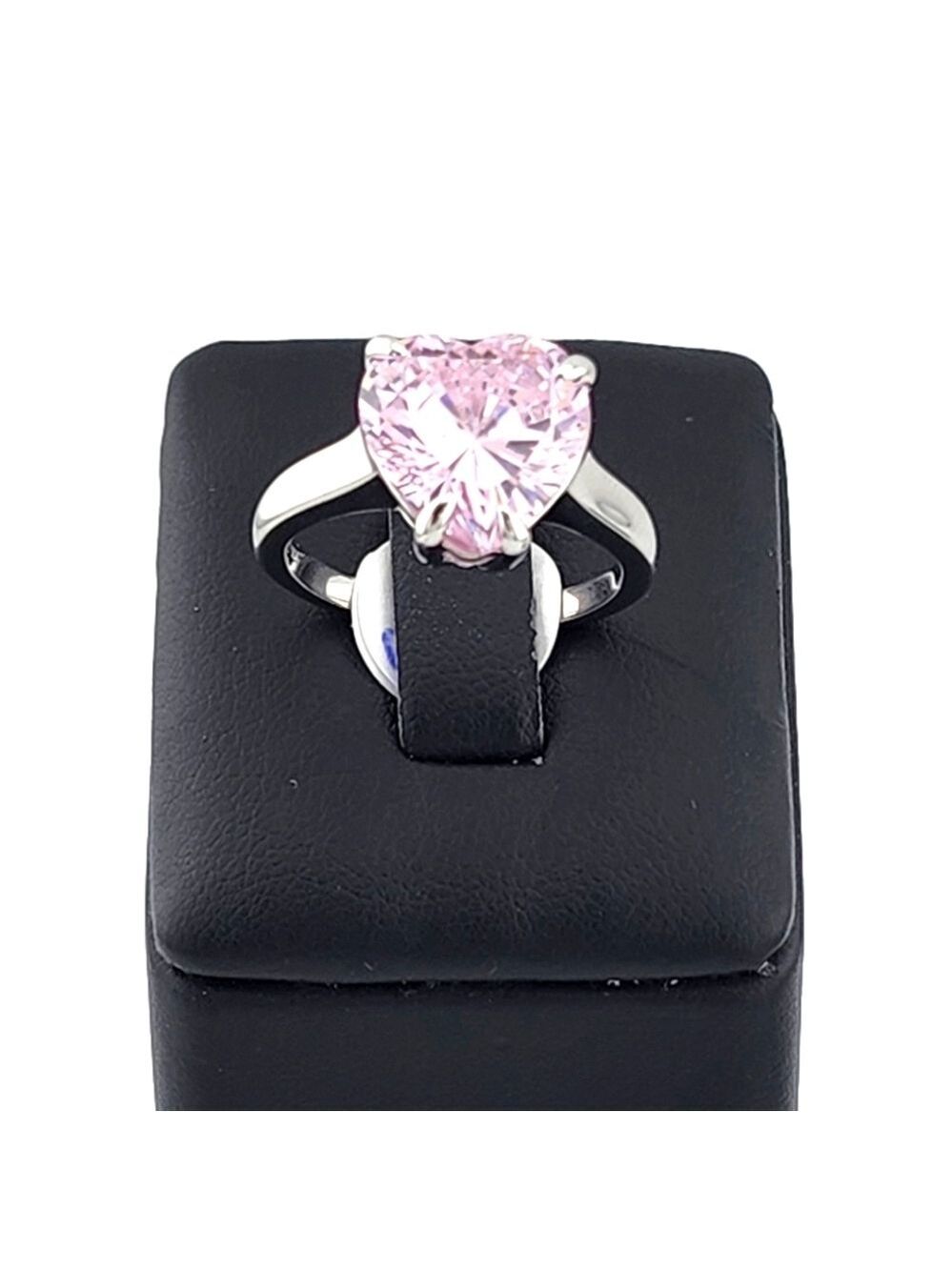 Heart-Shaped Pink Cubic Zirconia Ring Stamped 925